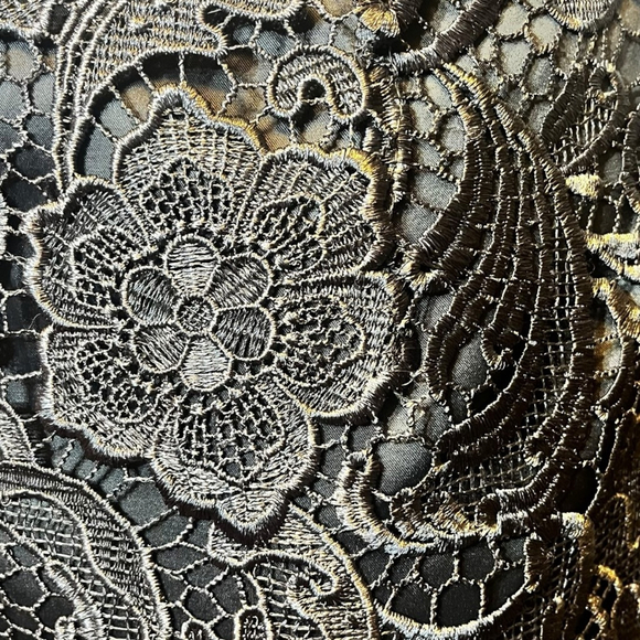 Adrianna Papell Lace Illusion Sheath Dress Charcoal Floral Cocktail, 14 - Picture 11 of 13